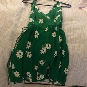 Reformation Green White Anchorage Floral Wrap Mini Short Dress